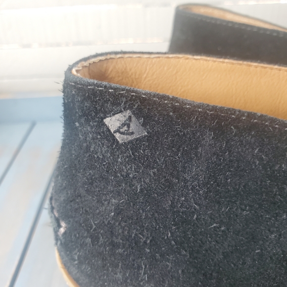 SPERRY TOPSIDER HARLOW WEDGE HEEL BOOT BLACK SUEDE LEATHER SIZE 7 EUC - Picture 2 of 9